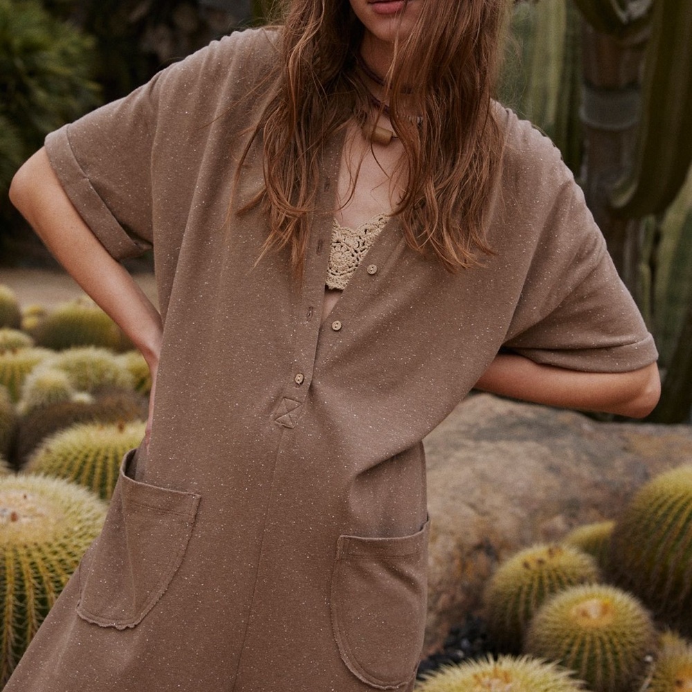 Free People Wide Leg Jumpsuit in Brown - Picture 2 of 9